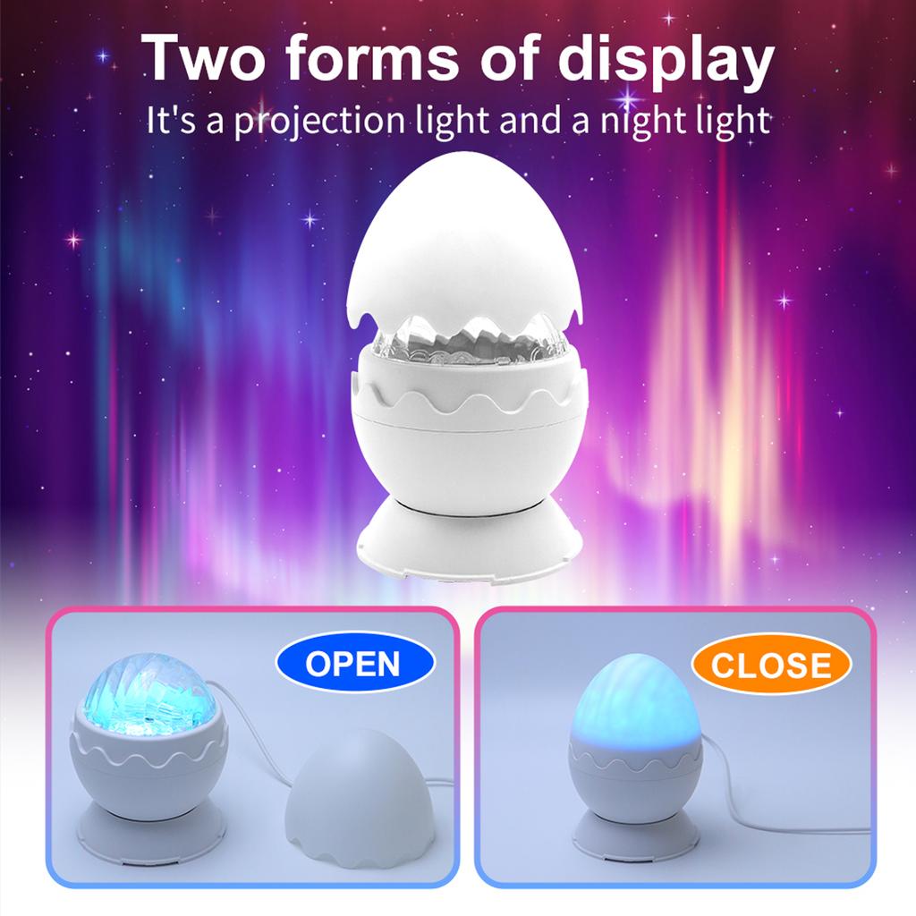 Ocean Wave Ceiling Projector 2-In-1 Galaxy Projector Lamp Aurora Night Light Dinosaur Egg Shape Mood Ambient Lighting for Party