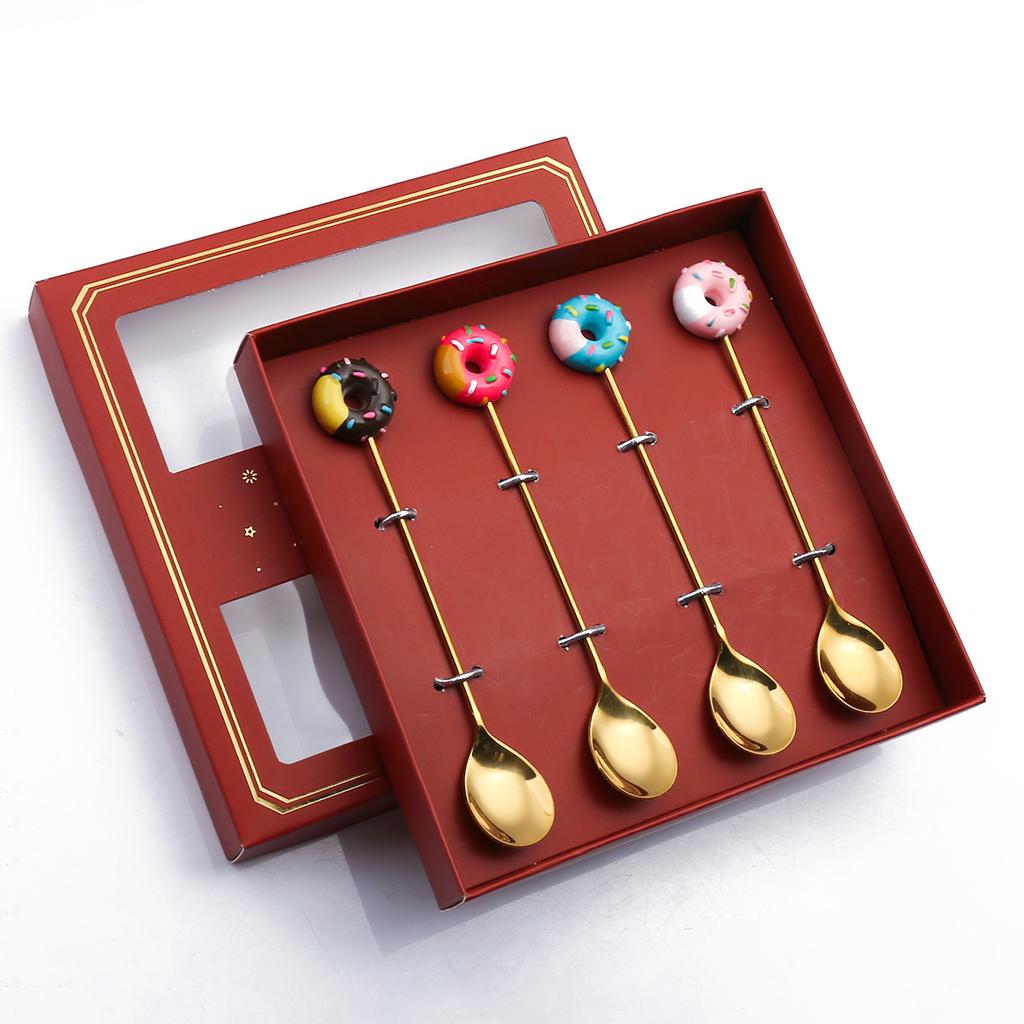 Leeseph Набор вилок и ложек для кофе из нержавеющей стали, маленькие чайные ложки для мини-пончиков, десерта, мороженого, чая, сахара, мешалки для подарка на Новый год