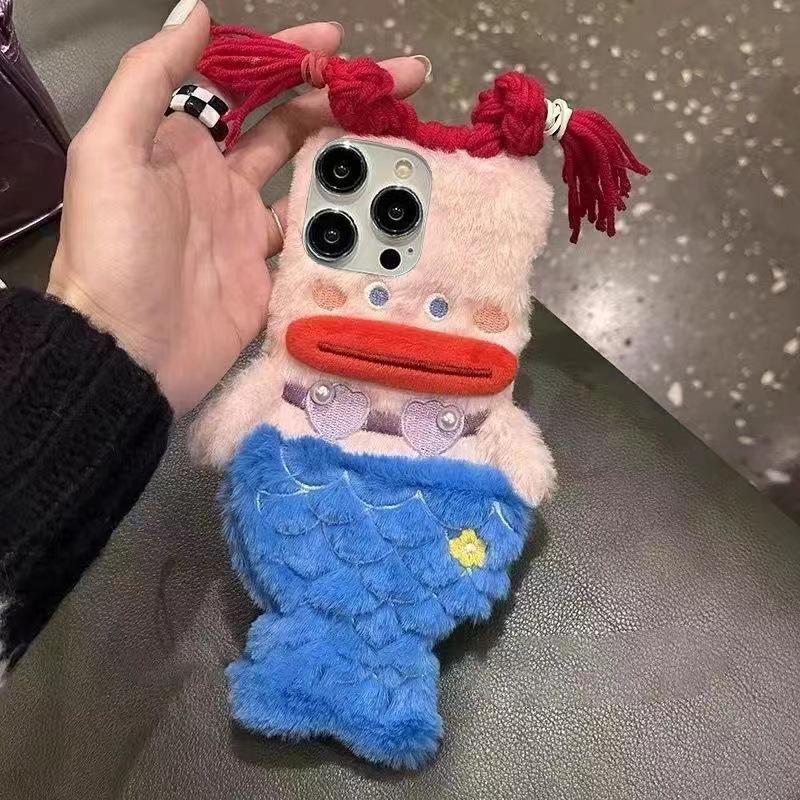 Плюшевый Чехол Русалка для Мобильного Телефона Apple 15 для IPhone16 Милый 14 Мультяшный 13/12 Мягкий Чехол 11 Женский