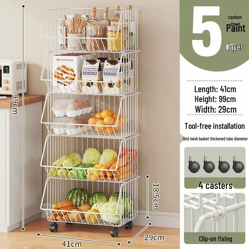 Многоярусная напольная кухонная стойка для овощей и фруктов