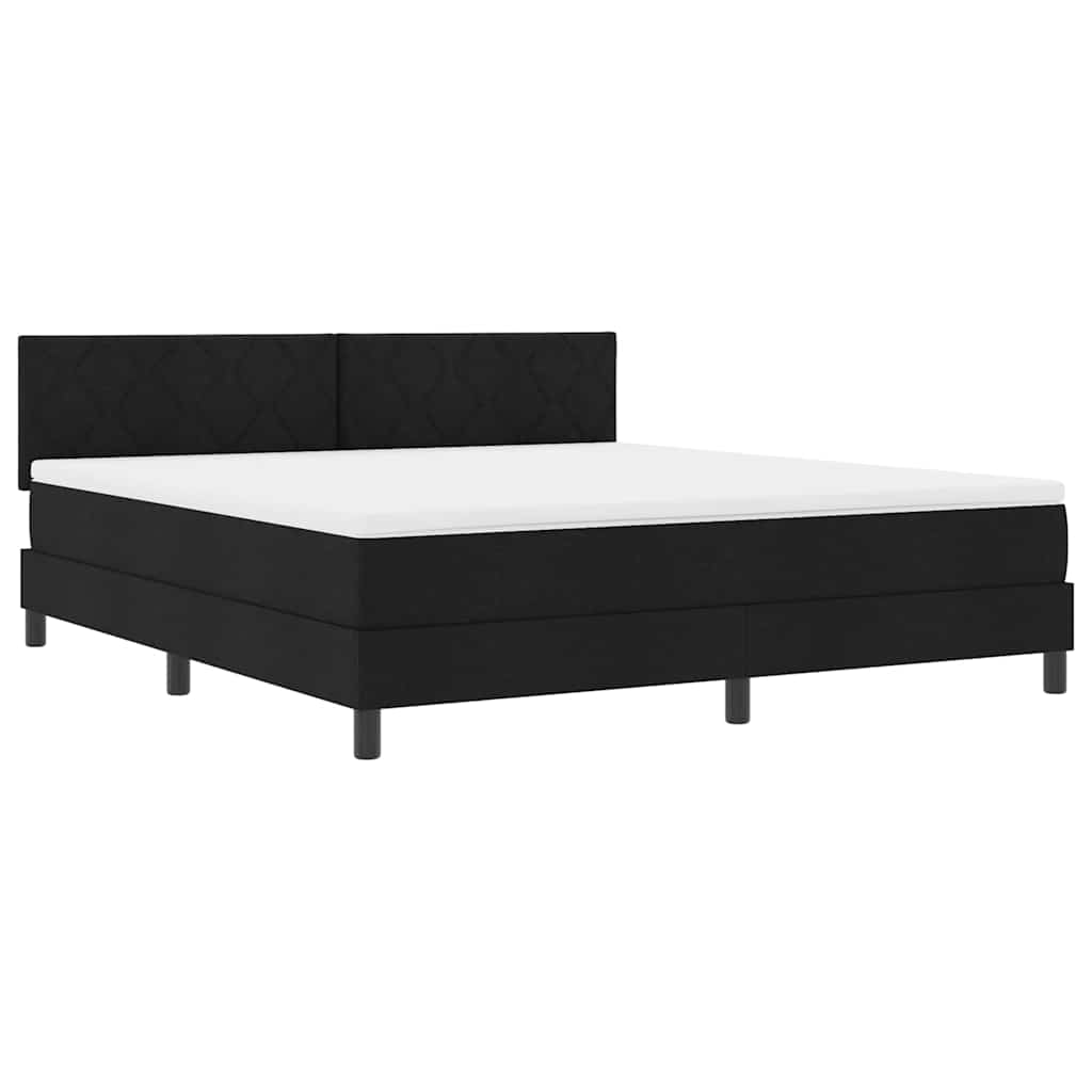 Boxspring Bed with LED Light Strips Black 180 x 200 cm Fabric