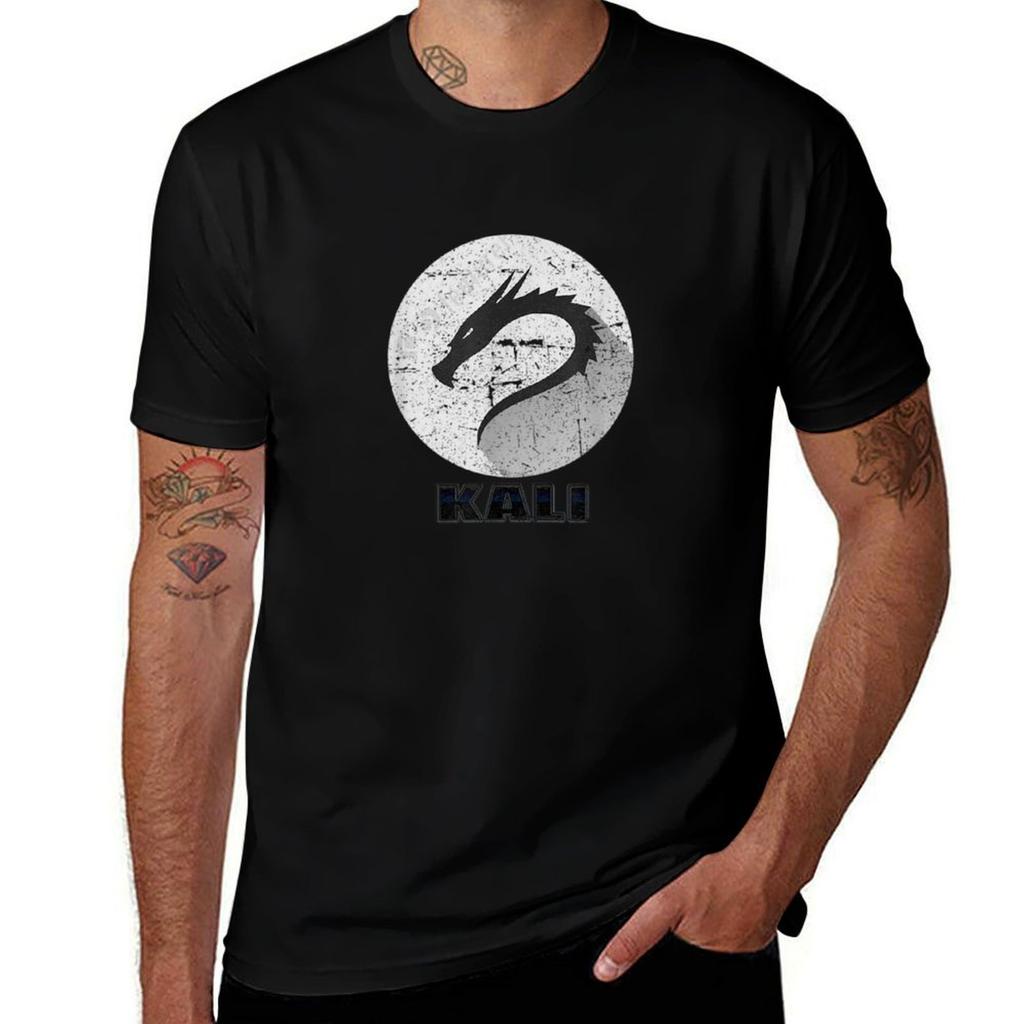 Kali Linux Tee Scratched Tagline Dragon Open Source Os Tshirt Urban Style Casual Short Sleeve Top