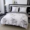 Satin bedding 200x200cm flowers graphite black and white