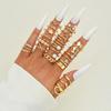Fashion Minimalist Vintage Elegant Heart Butterfly Faux Pearl Rhinestone Geometric Wave Infinity Metal Rings Set Party Jewelry