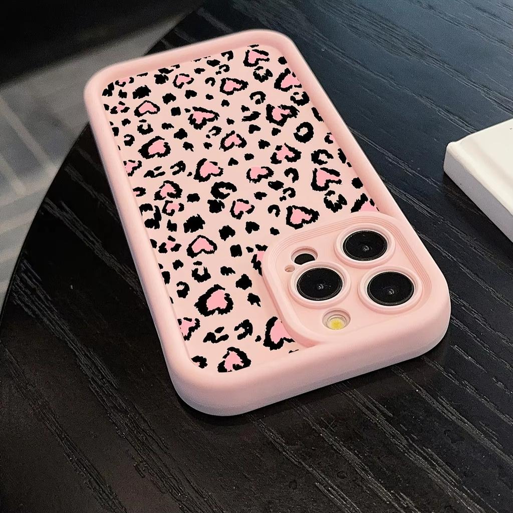 Розовый леопардовый чехол из бамбука для iPhone 16 Pro Max XS X XR 16e 11 12 13 14 15 7 8 Plus SE 2022 Ударопрочный мягкий чехол из ТПУ