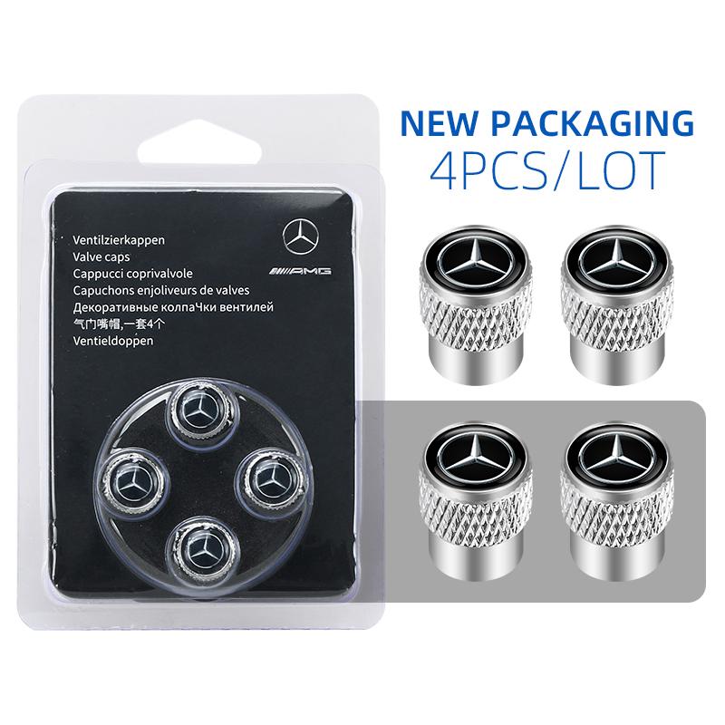 HQQM3 4Pcs Car Tire Valve Stems Cap Knurling Style Tire Valve Cap for Mercedes Benz AMG Brabus Maybach Smart W205 W204 GLC CLA GLK
