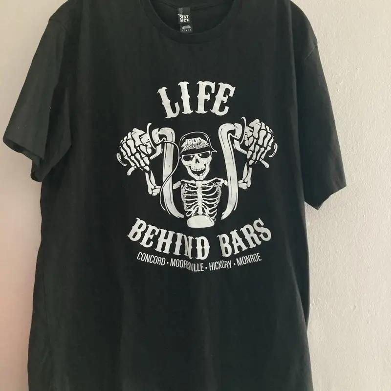 Biker T Shirt Unisexs Funny Life Behind Bars Motorbike Motorcycle size L