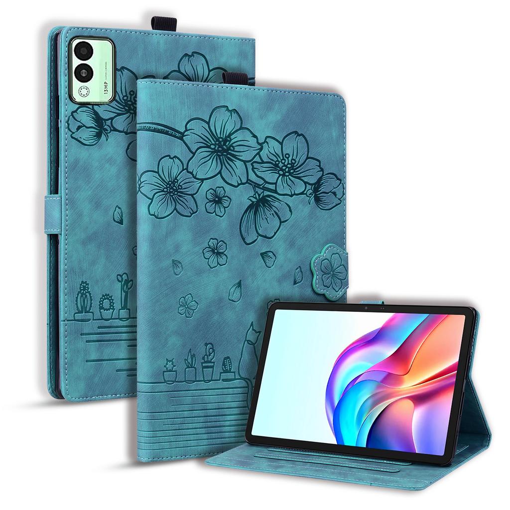 Чехол для TECNO Megapad 11 с отделениями для карт, кожаный чехол-подставка для планшета, флип-чехол, цветок, кошка