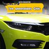 Наклейка на переднюю фару автомобиля для Honda Civic 10th Fc1 2016 на защитную пленку для фар TPU Smoked Black