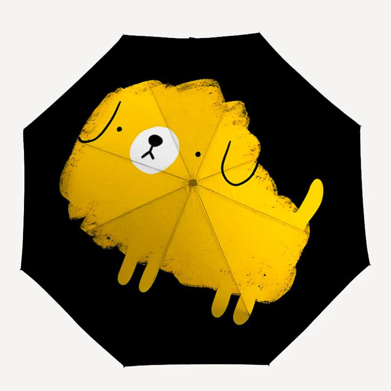 1PC Drippy Dog Automatic Folding Umbrella Portable Collapsible 8-Rib Umbrella for All Seasons, Casual Outdoor Accessory, A20