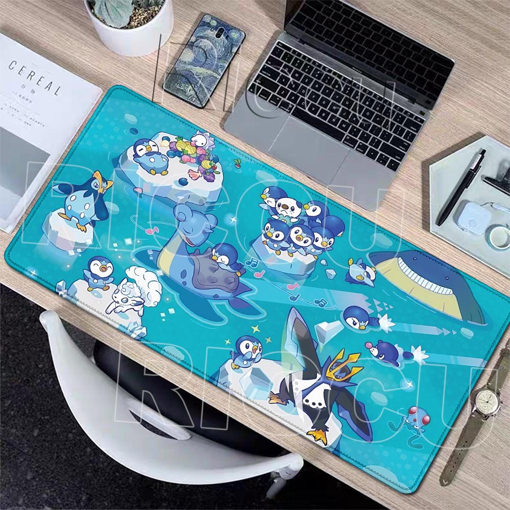Large Mouse Pads XXL Anime P-pokemon Piplup Gaming Table Mats Kawaii Carpet Gamer Keyboard Non-slip Aesthetics Lockedge Desk Rug