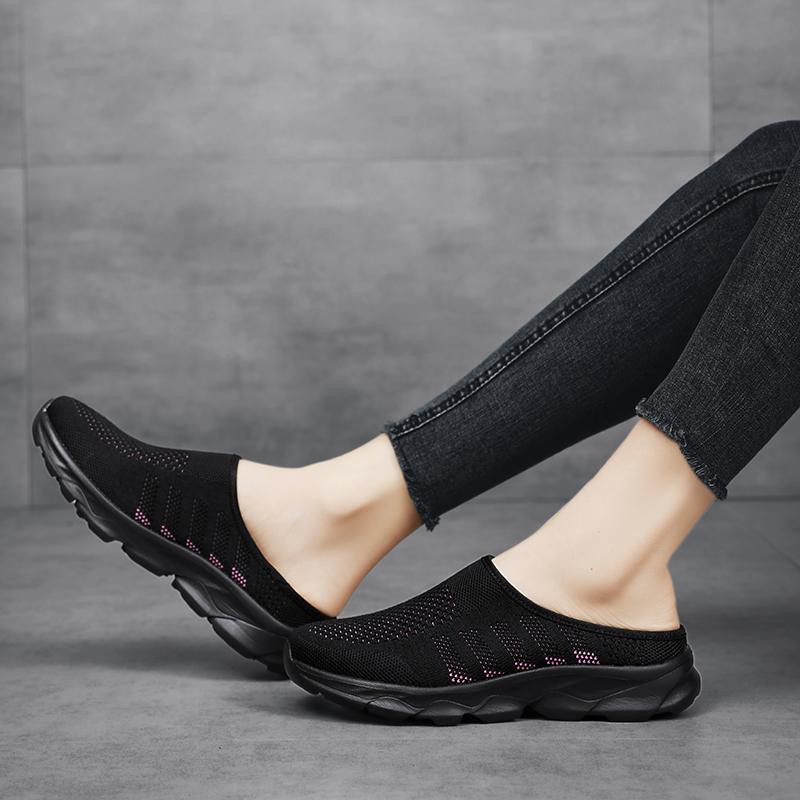 Women Half Slippers 2025 Summer Breathable Mesh Home Casual Sports Soft Bottom Lightweight Platform Single Shoes Women Zapatos