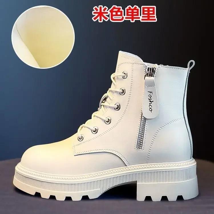 Snow Boots Plush Warm Medium Boots Women's Black and White Winter Thickened Warm Snow Flat Shoes  Mujer
