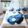Пододеяльник Yin Yang King Queen Vintage Tai Chi Quilt Cover Комплект постельного белья с гаданиями Oriental Culture Polyester Sheer
