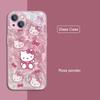 Summer Swim Hello Kitty Metallic-Color Phone Case For iPhone X XR XS 16 15 14 13 12 Mini 11 Pro Max 7 8 SE 20 Plus Glass Hard