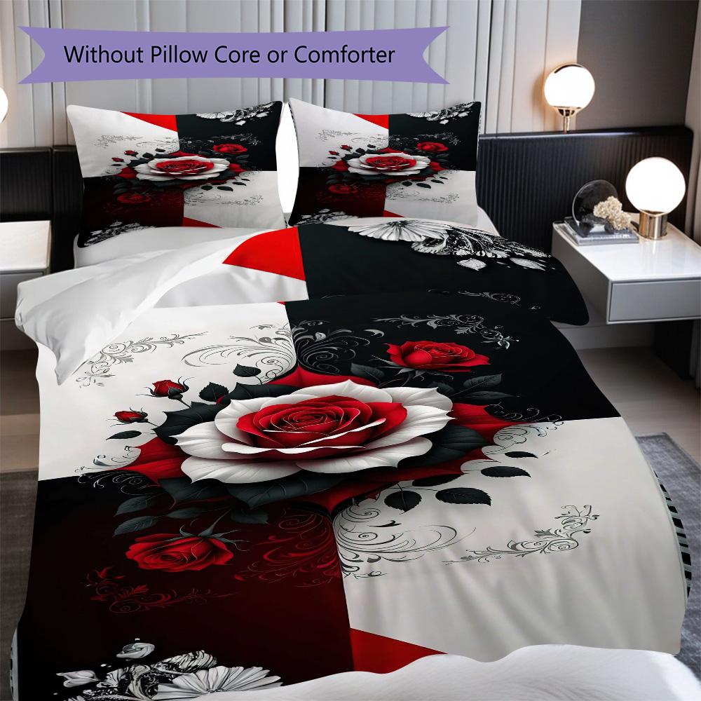 1PC Rose pattern Bedding Quilt Set Quilt Cover Pillowcase Home Decoration Birthday Gift (1 * duvet cover + 25 * pillowcase, without core)