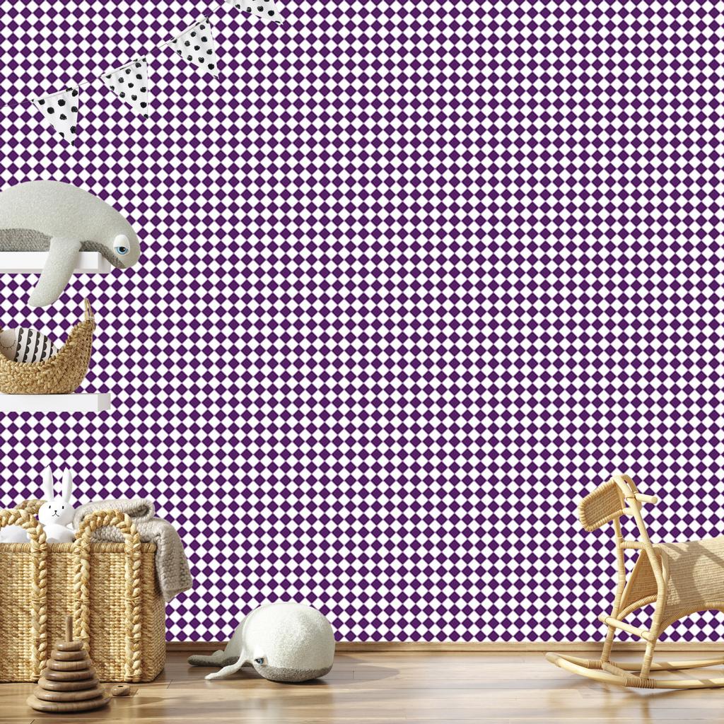 Geometric rhombus wallpaper purple, white and light gray 50x1000