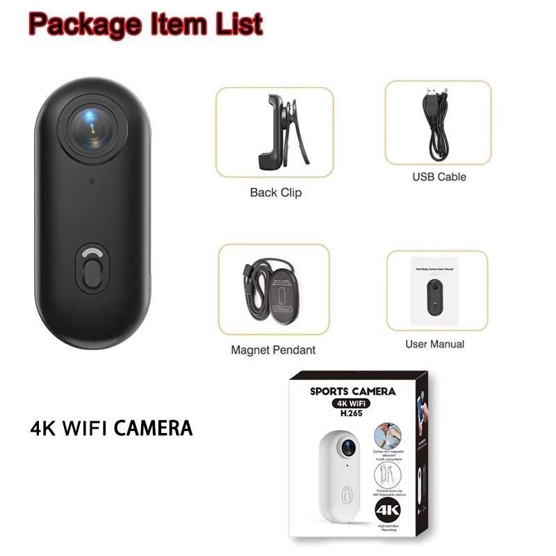 H88 1080P 4K Крошечная экшн-камера WiFi Спортивная камера Объектив с широким углом обзора 120° Встроенный аккумулятор 800 мАч