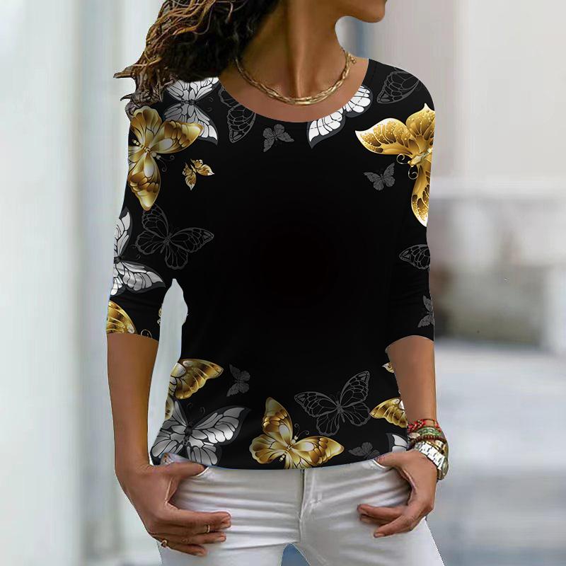 Женские осенние топы, свободные розовые звезды, бабочки, повседневные футболки с длинными рукавами, топы, блузки