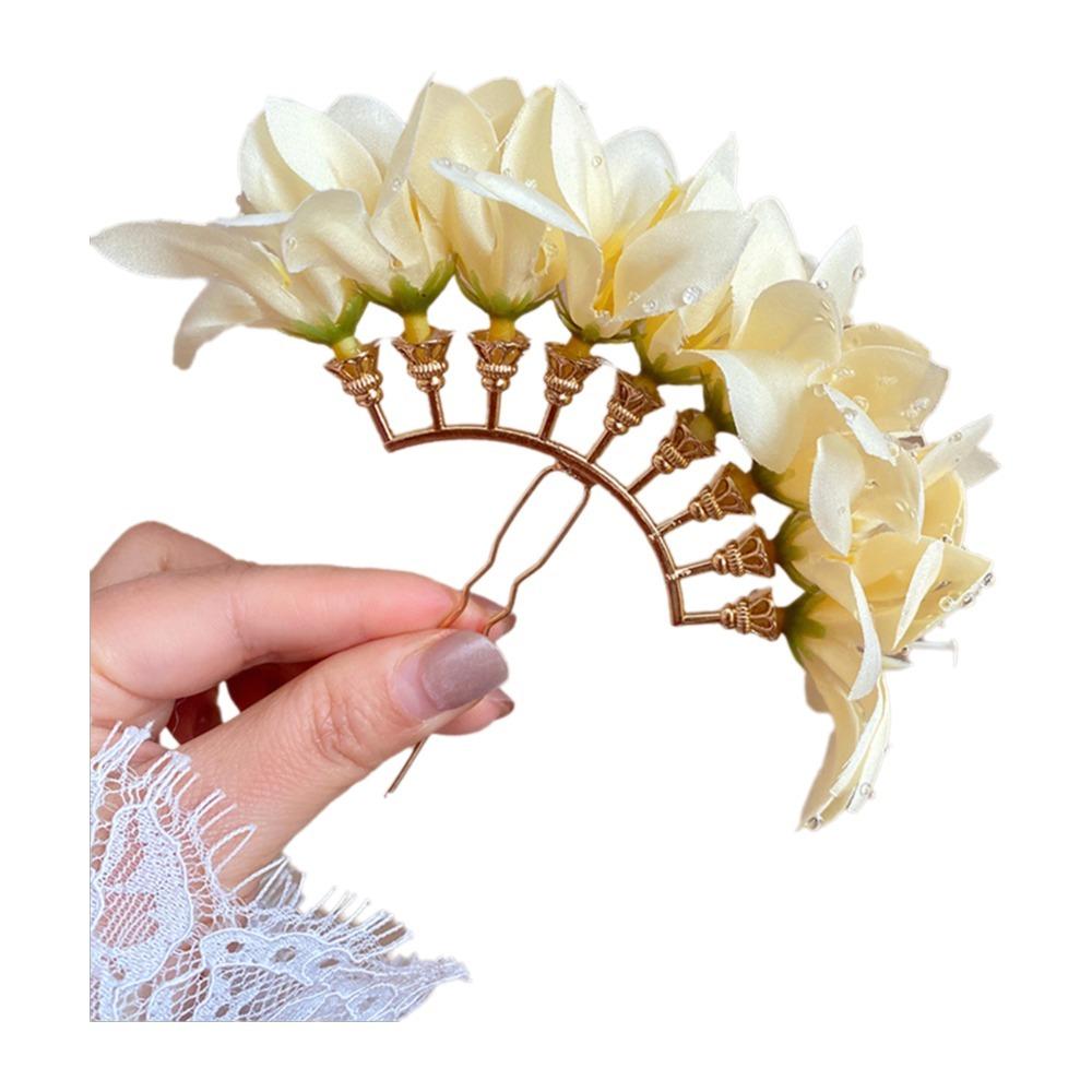 Sweet Chinese Style Red Flower Hairpin Super Fairy Wedding Traditional Hair Accessory Vintage Bridal Hair Ornament for Brides