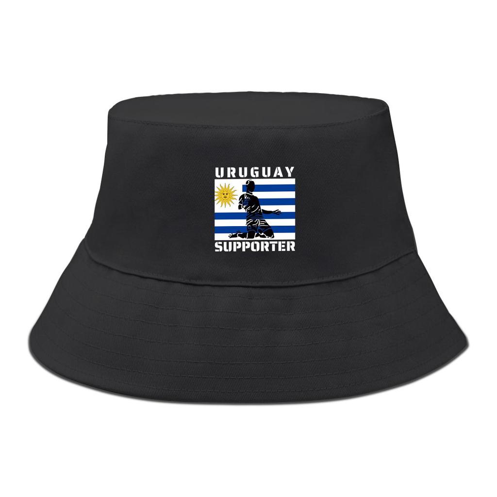Bucket Hat With Uruguay Flag Football Print , Patriotic Sun Hat Simple Reversible Fit Beach Cap