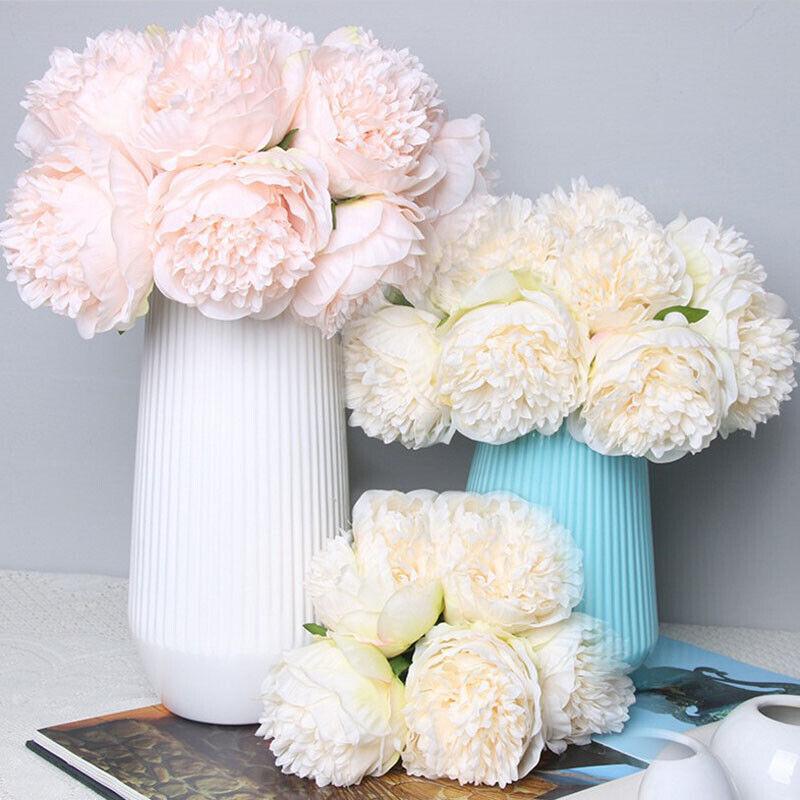5 Head Big Peony Artifcial Silk Fake Flower Home Display Wedding Decor Bouquet