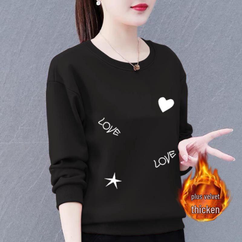 Женская толстовка Huamian больших размеров с бархатной подкладкой - повседневная куртка-пуловер свободного кроя на осень/зиму 2023 года