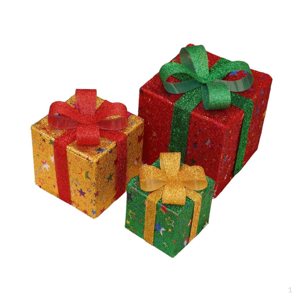 3 светящиеся подарочные коробки на Рождество, украшение на юбку, коробка для новинок, рождественские украшения