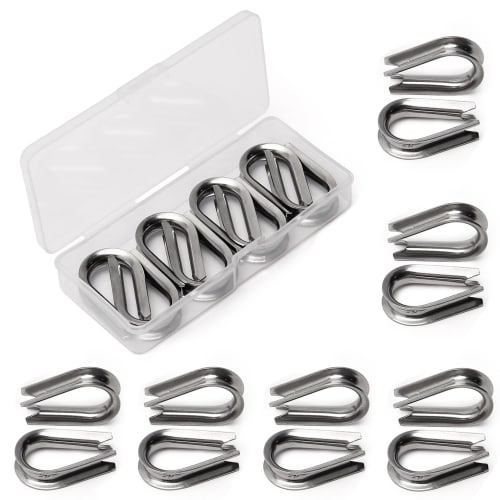 Aicosineg M3 Wire Rope Thimbles, Stainless Steel, Abrasion and Corrosion Resistant, with Eye Ends, Fits 3mm Diameter Wire Rope, Outer Length 21mm, Slo