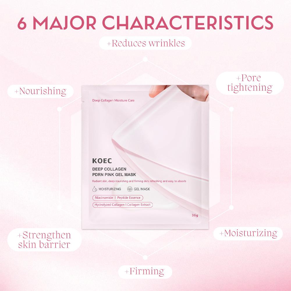 KOEC Pink Peptide Collagen Firming Transparent Mask Hydrating Brightening Sheet Mask 5 Pack
