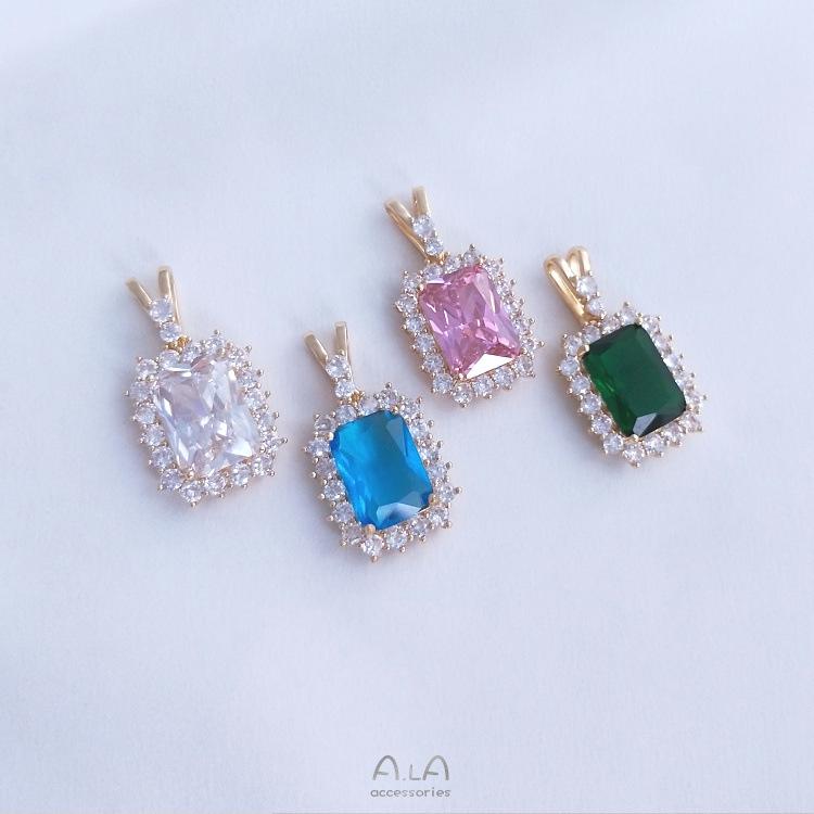 Кулон-ожерелье 'Океанское сердце' из кристалла и циркона, золото 14 карат, персиковое сердце