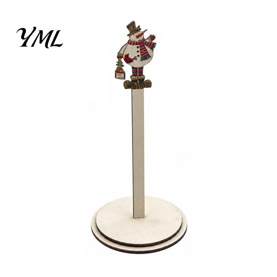 Cute Holiday Paper Rack Christmas Wooden Towel Holder, 2D Roll Dispenser with Snowman Festive Table Centerpiece Santa Patterns, Decorative Tissue