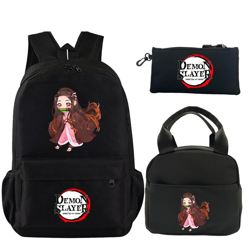 3 шт./компл. рюкзак «Убийца Демонов» с принтом, сумка для обеда, пенал для подростков, детский школьный рюкзак для девочек и мальчиков