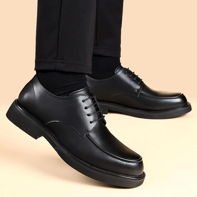 Кожаные мужские туфли Классическая мужская деловая обувь Мужские удобные оксфорды на шнуровке Оксфорды деловая рабочая мужская обувь
