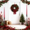 Red & Black Plaid Bow Christmas Wreath with Artificial Berries