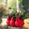 Three Red Bird Flowerpot Resin Figurine Weather-proof Indoor Outdoor Desktop Vegetable Herb Succulent Planter Pot Home Desktop Decoration