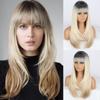 Длинный прямой натуральный многослойный волнистый парик с челкой из синтетического волокна, коричневый блондин с эффектом омбре, парик для женщин, повседневная одежда