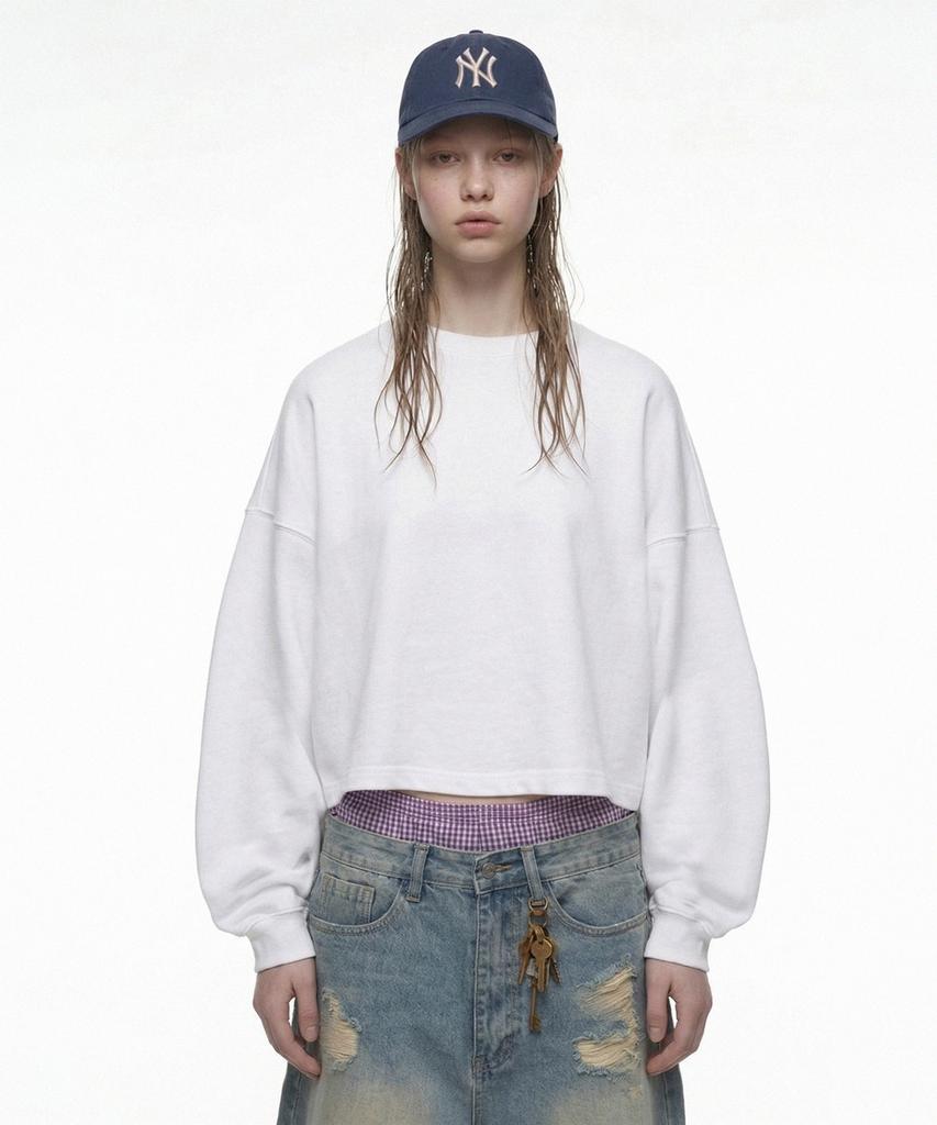PRINOAR Refined Hughes Heavyweight Crop Long Sleeve T-Shirt - White