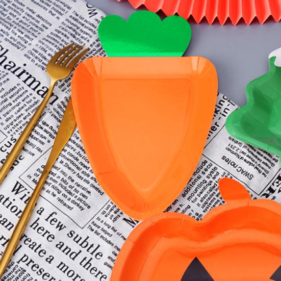 8 шт. бумажные тарелки в форме моркови, мультяшная одноразовая посуда для овощей, толстые бумажные подносы, посуда, декор для Дня Пасхи