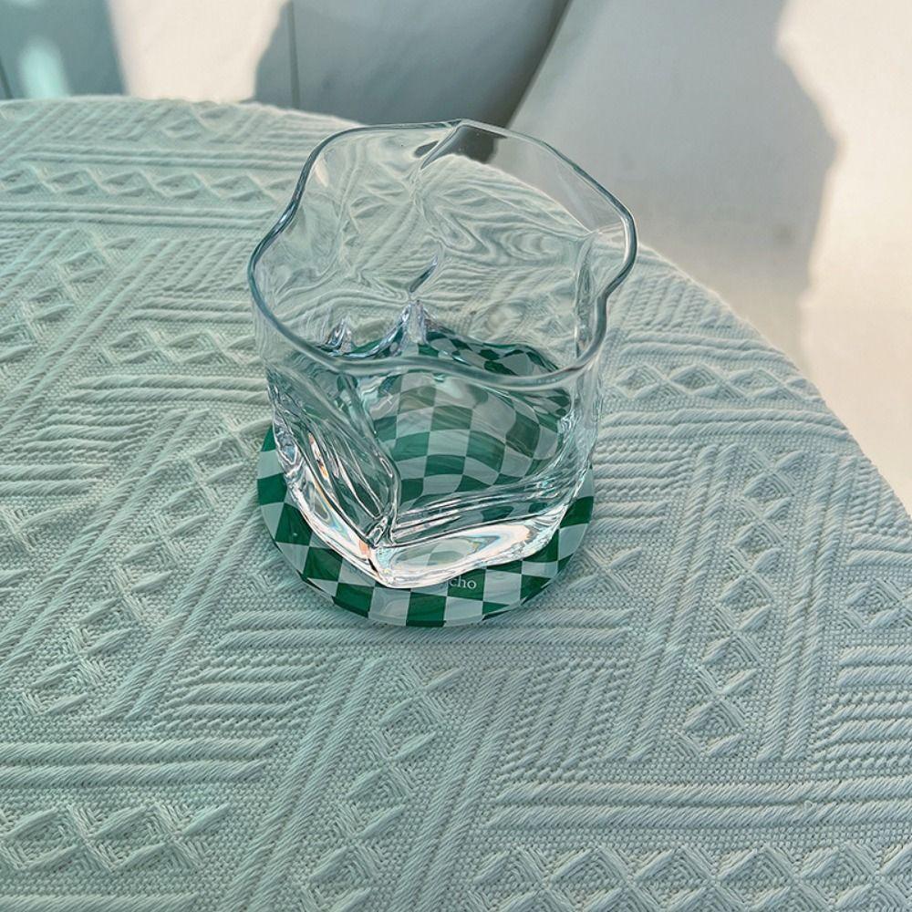 Heat Insulation Retro Cup Mat Waterproof Simple Bowl Pad Checkerboard Acrylic Coaster Hotel