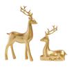 2 шт., рождественская статуя из смолы, сидящая, стоящая, статуя оленя, золотые фигурки оленей, украшения в виде оленей, маленький олень