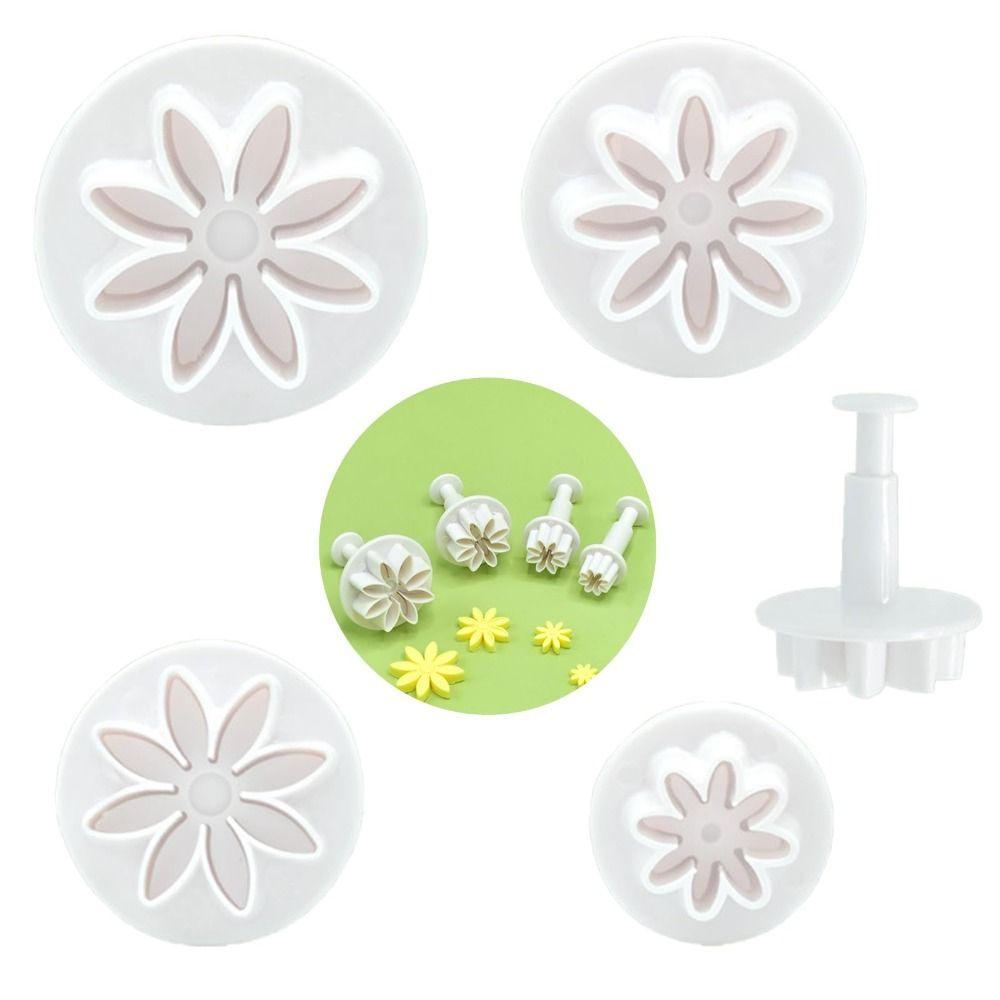 8pcs 8 Petals Shape Fondant Cutter Mold Daisy Pattern Flower Plunger Cutter Chocolate Decoration
