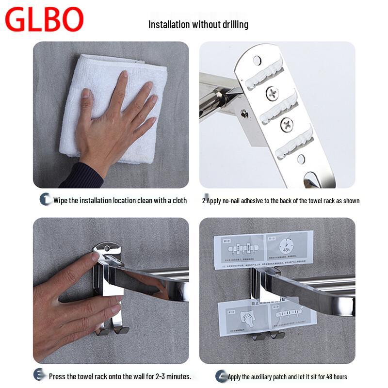 GLBO Бесплатный монтаж, Держатель для полотенец в ванную из нержавеющей стали 304