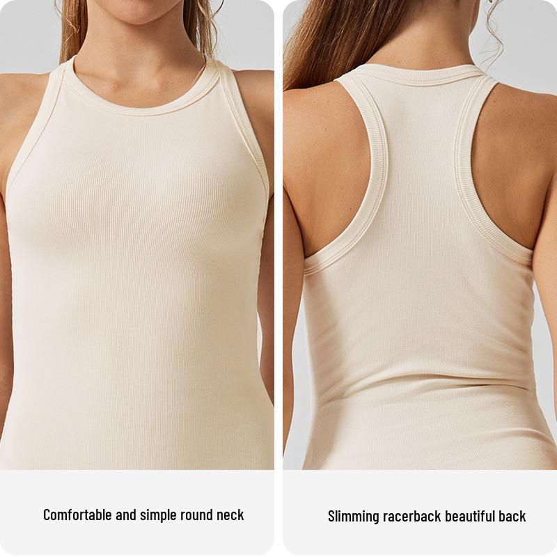 Женский универсальный рубчатый длинный топ-майка для спорта