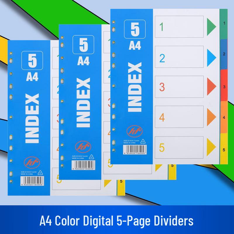 Colored A4 Loose-leaf Index Dividers with 11 Holes - Numbered and Lettered Tabs