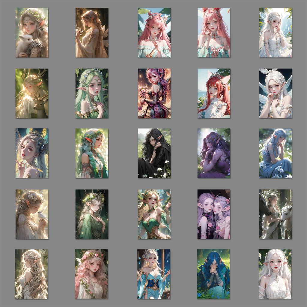 50 Креативных наклеек для девочек-эльфов, Персонализированная расписанная вручную декоративная чашка для воды, Можно использовать для нанесения клея, Наклейки для канцтоваров для чехла мобильного телефона