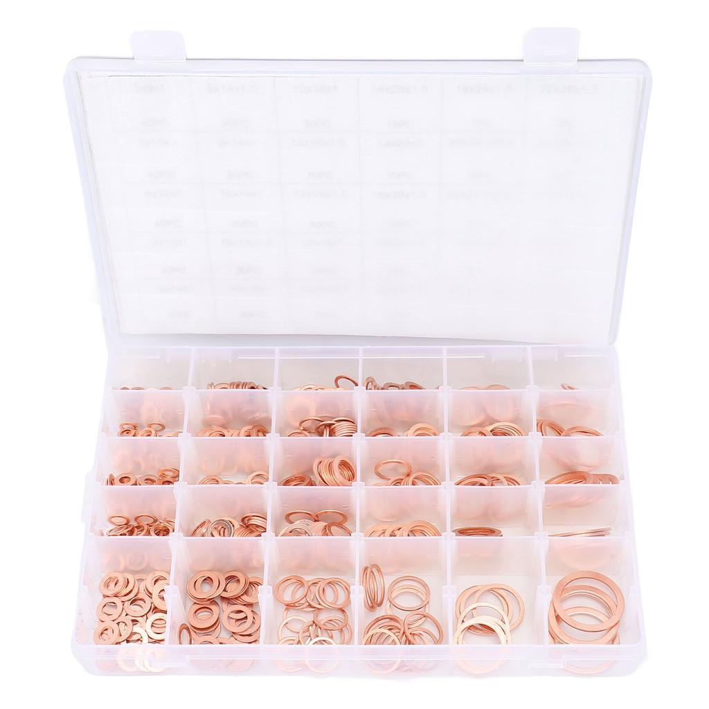 568pcs Crush Washers Assortment Kit Brass IMPA813080 M5 M6 M8 M10 M12 M14 Metric Oil Drain Plug Gasket Seal Kit for