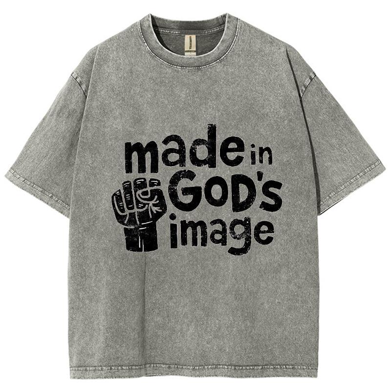 Футболка женская с монограммой и принтом «Made In God's Image», свободная, с коротким рукавом, модная футболка