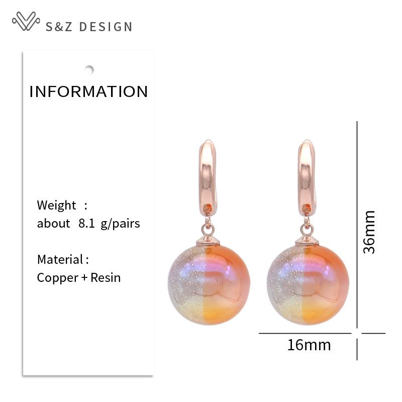Модные круглые двухцветные бусины серьги-подвески для женщин свадебный темперамент розовое золото цвета ювелирные изделия