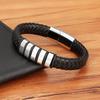 Модный плетеный шнурок черный натуральная кожа мужской браслет простой шарм из нержавеющей стали ретро браслет ювелирные изделия оптом